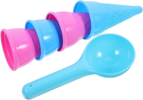 TOYANDONA 5PCS Kids Beach Sand Toys, Ice Cream Beach Toys Toys Ice Cream Sand Molds for Kids