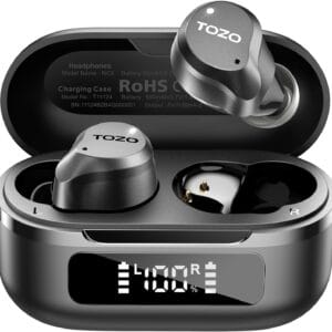 TOZO Hybrid Active Noise Cancelling Earbuds, 45dB ANC Wireless Earbuds, 6-Mic ENC for Clear Calls, Deep Bass, 59H Playtime, IPX8 Waterproof, Bluetooth 5.3 Ear Buds with App for...