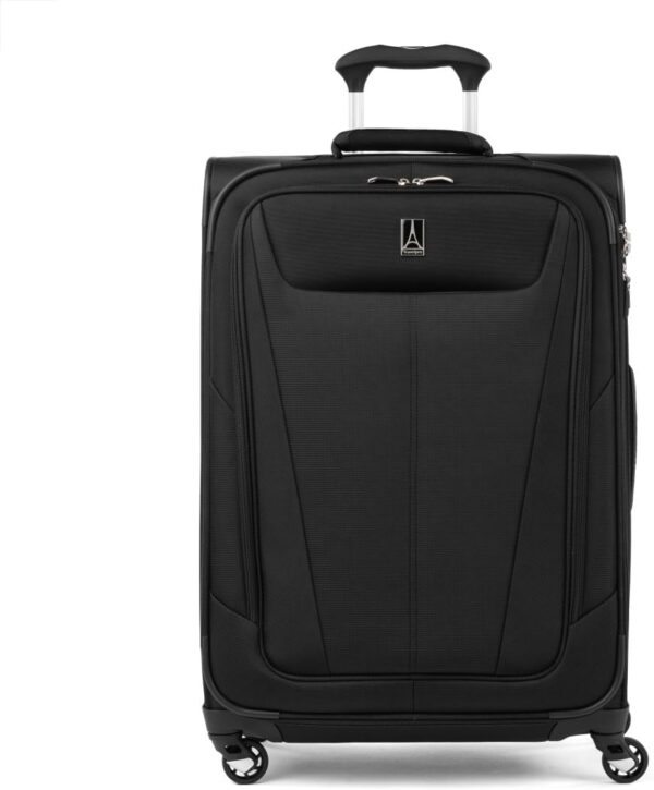 Travelpro Maxlite 5 Softside Expandable Checked Suitcase with 4 Spinner Wheels, Lightweight Suitcase, Men and Women, Black, Checked Medium 69x47x30 cm