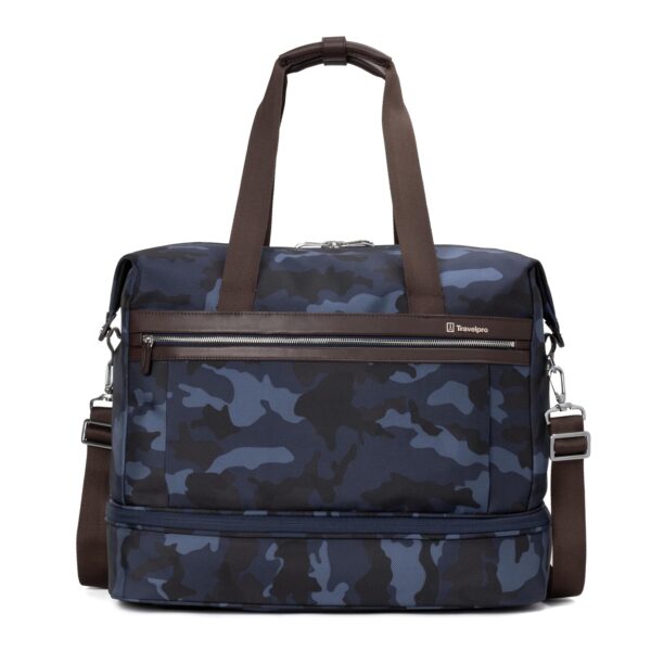 Travelpro Platinum Elite Carry on Soft Travel Drop-Bottom Weekender Bag, Overnight, Men and Women, Navy Camouflage, 18.5 Inch, Navy Camouflage, 18.5 Inch, Platinum Elite Carry...