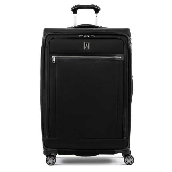 Travelpro Platinum Elite Softside Expandable Checked Suitcase, 8 Wheel Spinner Large Suitcase, TSA Lock, Men and Women, Shadow Black, Checked Large 83x54x34 cm