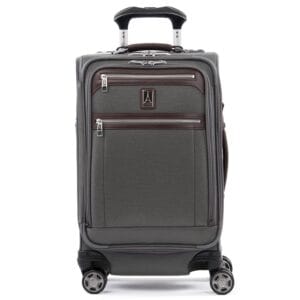 Travelpro Platinum Elite Softside Expandable Luggage, 8 Wheel Spinner Suitcase, USB Port, Fits up to 15" Laptop, Men and Women, Business Plus, Vintage Grey, Carry-On 21-Inch,...