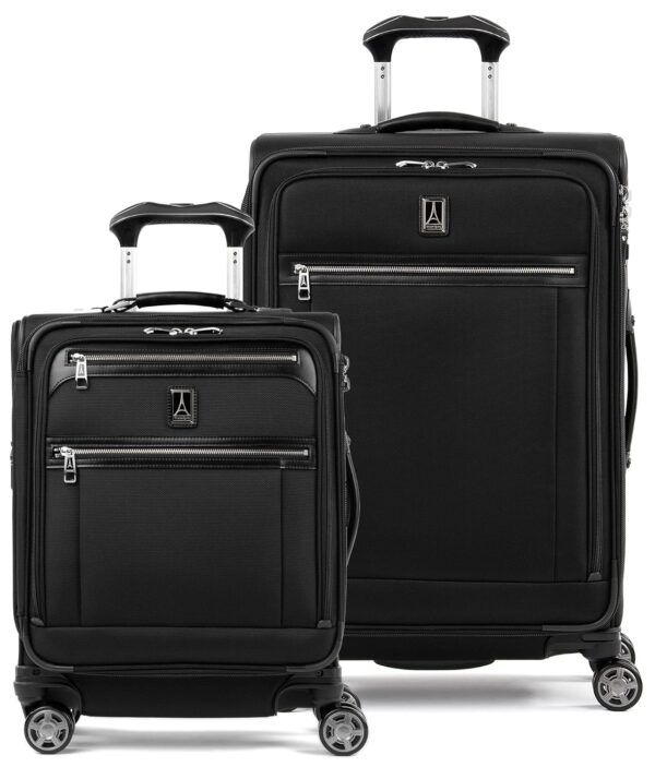 Travelpro Platinum Elite Softside Expandable Suitcase Set of 2, 8 Wheel Spinner, Shadow Black, USB Port & TSA Lock, International Carry-On 48x39x20 cm, Medium Checked 69x47x30 cm