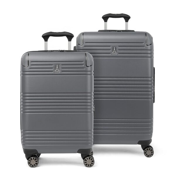 Travelpro Roundtrip Hardside Expandable Spinner Luggage, Gunmetal Grey, 2-Piece Set (21/25), Roundtrip Hardside Expandable Spinner Luggage