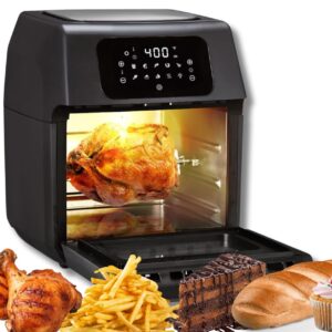 Trendi 12L Rotisserie Air Fryer Oven with Rapid Air Circulation and Large Window with Interior Light,Thermostat Control,9 Pre Set Modes,1800Watt,Black
