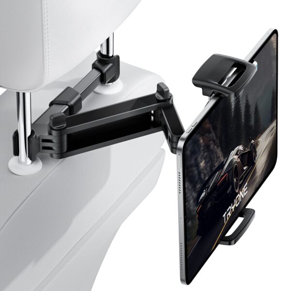 TRYONE Car Headrest Tablet Holder Mount Stretchable Backseat Tablets Stand for Kids, Car Seat Mounts Compatible with iPad Pro 12.9 Air Mini, iPhone, Galaxy Tab, Switch, All...
