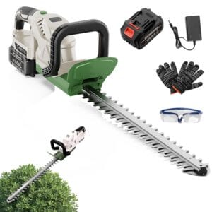 TWZ Hedge Trimmer Cordless with Battery, 21V 2600mAh Rechargeable Electric Bush Trimmer Shrub Hedge Cutter, 51cm Cutting Length 16mm Tooth Opening, Power Display, Battery&...