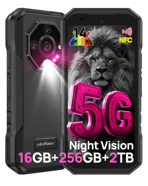 Ulefone Armor X32 Pro 5G Rugged Smartphone, 16GB+256GB/2TB, 64MP+25MP Night Vision, Android 14, 3 Cards Slots, 5.65" 90Hz Corning Gorilla Glass, Dual SIM Unlocked Waterproof...