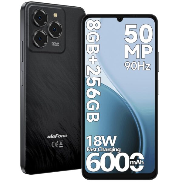 Ulefone Note 20 Pro Mobile Phones 256GB 50MP Camera 6000mAh 18W Octa Core 6.75” HD+ 90Hz up to 8GB RAM/1TB SD Extension Android 14, Smart Phone 4G Dual SIM Fingerprint Face ID...
