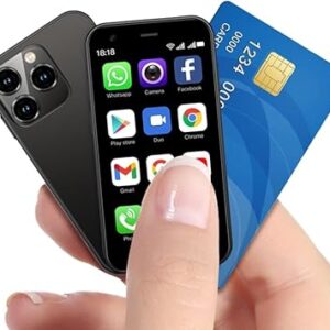 Unlocked 4G Mini Mobile Phone 3.0'' HD Small Screen,Android 10.0,Dual SIM Dual Camera,Face Unlock Student Pocket Cellphone (Black)