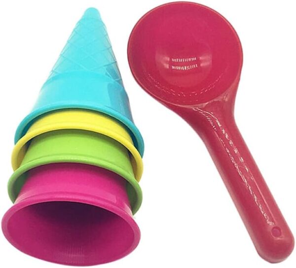 UPKOCH Kids Beach Toys 5pcs Plastic Ice Cream Cones Scoop Cones Beach Toy Kids Sand Mold Set Seaside Play Sand Toys for Outdoor Beach Toys Set(Random Color)