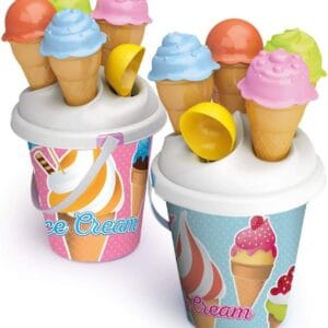 URBN-TOYS 16cm 6 Piece Bucket Beach Ice Cream Set Kids Outdoor Sandpit Fun
