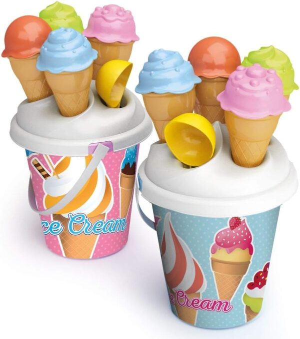 URBN-TOYS 16cm 6 Piece Bucket Beach Ice Cream Set Kids Outdoor Sandpit Fun