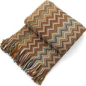 VANJOROY Bohemian Sofa Large Throw Blanket with Tassels, Warm soft cozy Decorative Armchair knited Throw for Couch Sofa Bed and Furniture. (130×230(50×91, Yellow)