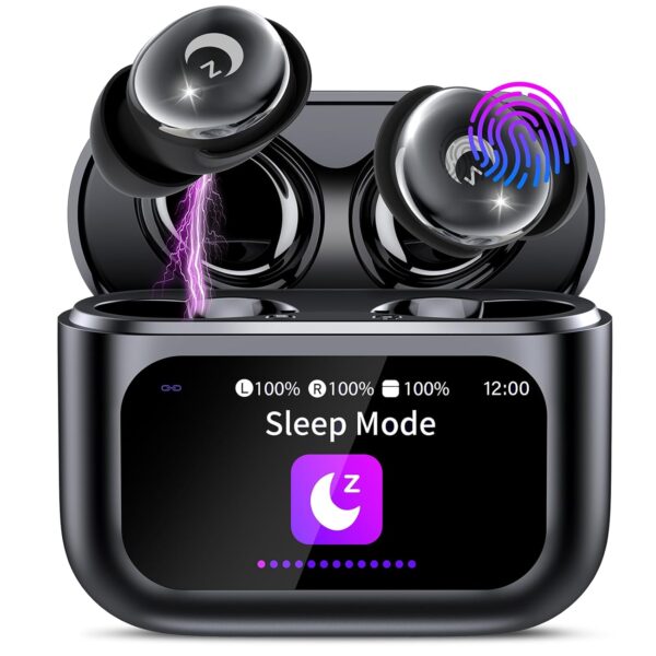 VEKJ Wireless Earbuds with Smart Touch Screen, Mini Sleep Earbuds Bluetooth 5.4 Headphones In Ear with Noise Cancelling Mic, 48H Bass Stereo Ear Buds, 5 EQ Modes/IP7 Waterproof...