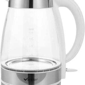 Vencier 1.7L Glass Electric Kettle – 2200W Fast Boil, Borosilicate Glass, BPA-Free, Auto Shut-Off & Boil-Dry Protection, Cordless with 360° Swivel Base, Push Button Lid,...