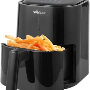 Vencier Digital Air Fryer 4.2L with Rack, 1200W, Fry Force 360° Technology, Oil-Free, 10-in-1 Presets, Touchscreen, Roast, Bake, Dehydrate, Reheat, Compact Design, Dishwasher Safe,