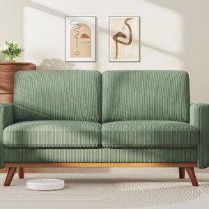 Vesgantti 172cm Loveseat Sofa Green, Comfy Corduroy Couch with Spring Cushion, 2 Seater Sofa with Solid Wood, Sofa Couch with Deep Seat, Sofa for Bedroom, Loveseat for Living...