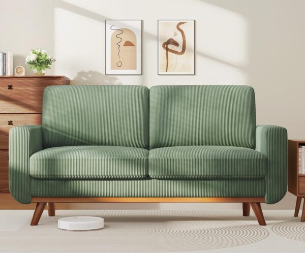 Vesgantti 172cm Loveseat Sofa Green, Comfy Corduroy Couch with Spring Cushion, 2 Seater Sofa with Solid Wood, Sofa Couch with Deep Seat, Sofa for Bedroom, Loveseat for Living...