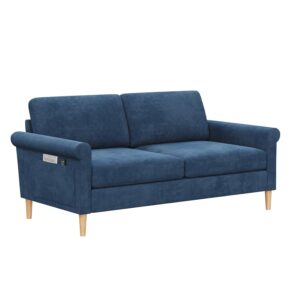 Vesgantti Fabric 2 Seater Sofa, 164cm Loveseat Sofa with Bilateral Pocket Storage, Upholstered Couch Perfect for Living Room, Bedroom, Office, Small Space, Tool-free Assembly,...