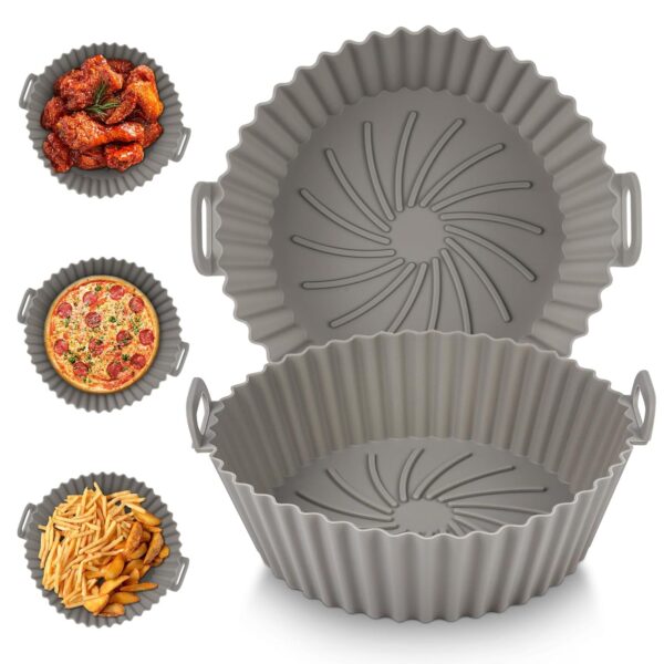 Vicloon Air Fryer Silicone Pot, 2pcs 6.5 inch Reusable Silicone Air Fryer Liner, Heat Resistant Non-Stick Air Fryer Accessory, Double Air Fryer Silicone Air Fryer Basket for Air...
