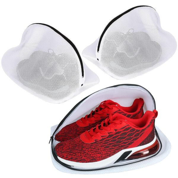 Vivifying Shoe Washing Machine Bag, Set of 3 Mesh Shoes Laundry Bag, Trainer Washing Machine Bag with Zip Closure for Sneakers, Socks, Bras