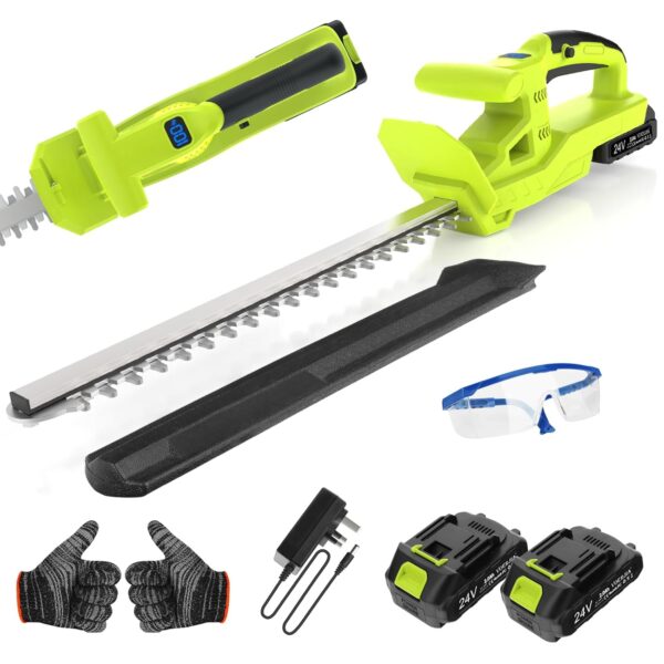 VOERJIA 20” Cordless Hedge Trimmers, 2 * 2000mAh Battery Hedge Trimmer, 21V Hedge Trimmer Cordless, 50cm Dual Action Blade, 750W Hedge Cutter For Garden、Shrubs And Border Plants
