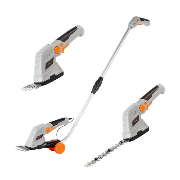 VonHaus 7.2V 2 in 1 Grass and Hedge Trimmer - Battery Powered Cordless, Interchangeable Blades, Easy Tool Blade Change, Telescopic Handle & Trolley Wheel Attachments -...
