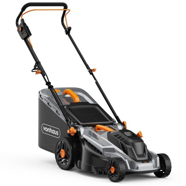 VonHaus Lawnmower 1800W – Electric Corded Lawn Mower for all Types of Grass – 52L Collection Bag, 430mm Working Width, 12m Cable, Foldable Height Adjustable Handlebar, 5 Depth...