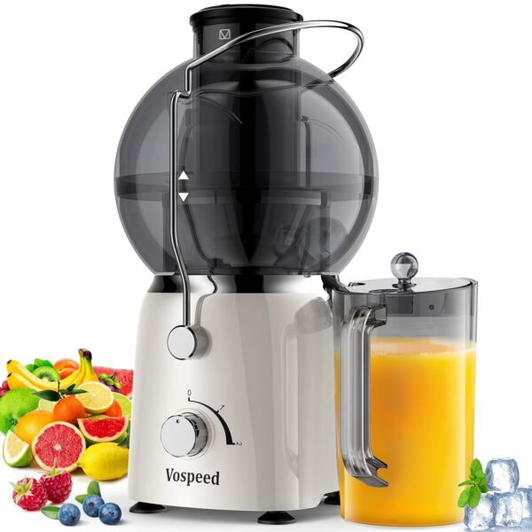 Vospeed Juicer Machines, 1400W Juicers Whole Fruit and Vegetables Juice Maker with 2 Speed Settings Centrifugal Juicers with 1.2L Cup, Easy to Clean, BPA-Free, Include Cleaning...