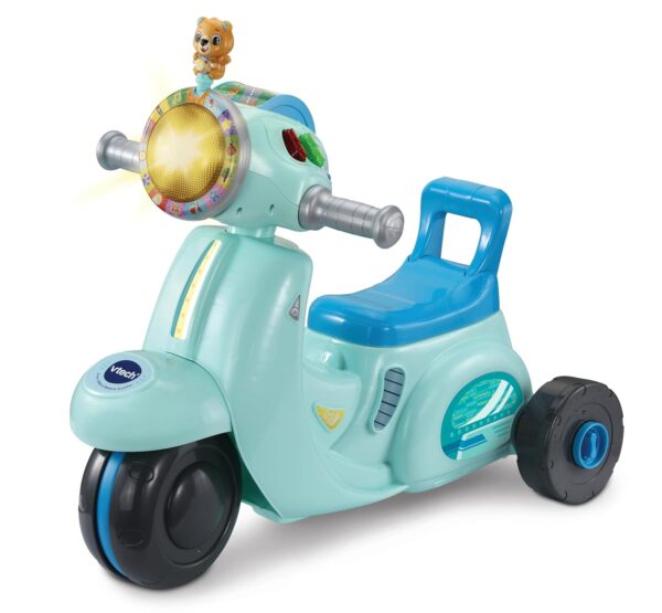 VTech Baby 2-in-1 Ride & Balance Scooter, Blue, Balance Bike Mode & Trike Mode, Light-up Headlight, Songs, Road Safety Phrases & Scooter Sounds, Toy for Toddler 12, 18, 24...
