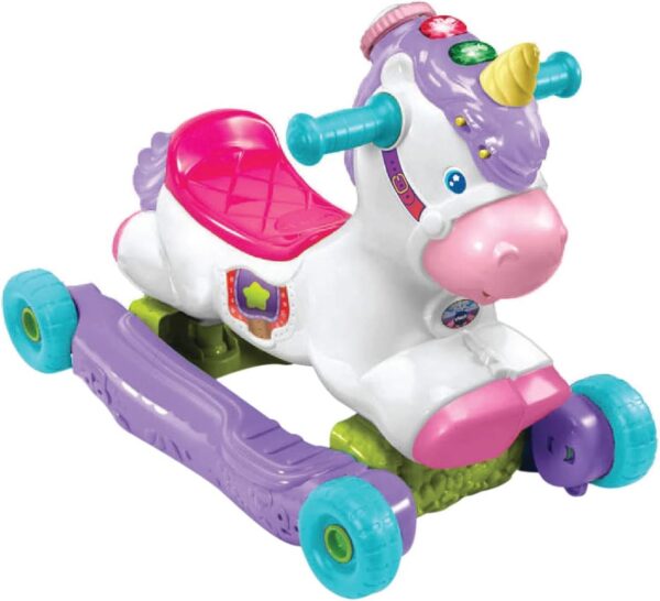 VTech Rock and Ride Unicorn Baby Ride On Toy, Interactive Baby Musical Toy with Learning and Sound Features, First Steps Walking Support for Babies & Toddlers from 18 Months