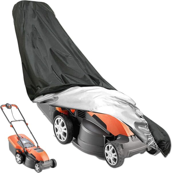 VVHOOY Lawn Mower Cover with Adjustable Draw String,Lawnmower Storage Cover Heavy Duty & Waterproof 210D Oxford Outdoor Garden Protective Cover with Storage Bag(193 x 112 x 64cm)