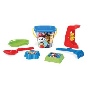 Wader Paw Patrol 81142 Bucket Set with Bucket, Sieve, Sand Mill, Shovel, Rake and 2 Sand Moulds, 7 Pieces, from 12 Months, Ideal as a Gift for Creative Play