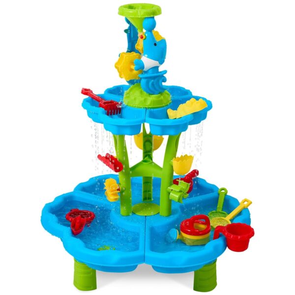 Warmiehomy 2 Tier Sand Water Table for Toddlers Kids Outdoor Play Table for Boys Girls,Water Sand Activity Sensory Tables Summer Beach Toys for Outside Backyard Garden Playroom...