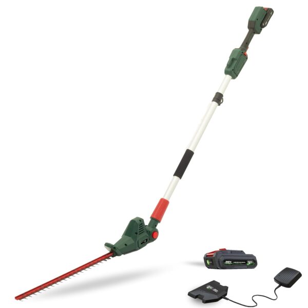 Webb Eco 20V Cordless Long Reach Hedge Trimmer - 2800SPM, 278cm Total Reach, up to 40min run time & 3 year warranty, 2ah Battery & Charger Included