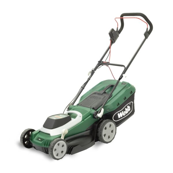 Webb Supreme WEER40RR Electric Rotary Lawnmower with Rear Roller, 6 Cutting Heights, 40cm 16 inch Cutting Width, 1800w Motor, 18 Metre Cable and 45L Collection Bag - 3 Year...