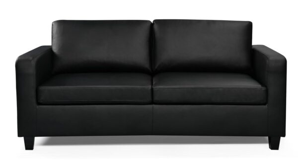 WeDoSofas - Luxurious 3 Seater Faux Leather Sofa - Black, 185 cm L x 85 W 75 H