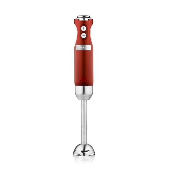 Westinghouse Retro Hand Blender - 600W Handheld Stick Blender for Kitchen - Stainless Steel Electric Soup Blender - Food Mixer with Various Speeds and Turbo Setting - Red