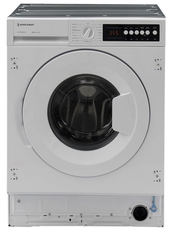 White Knight WK-ATBIWM814W 8kg 1400rpm Integrated Washing Machine, 15 Programmes, Delay Timer, D Rated - H81.7 x W59.7 x D54.4 (cm)