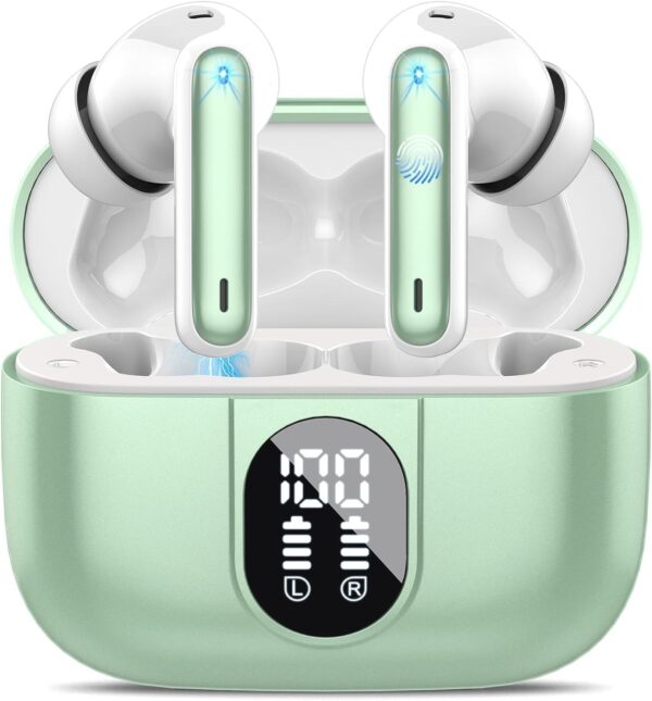 Wireless Earbuds, Bluetooth 5.3 Headphones In Ear with 4 ENC Noise Cancelling Mic, 40H Playtime Bluetooth Earphones, Mini Deep Bass Stereo Ear Buds, IP7 Waterproof Wireless...
