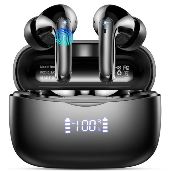Wireless Earbuds, Bluetooth 5.3 Headphones In Ear with 4 ENC Noise Cancelling Mic, Deep Bass Stereo Sound Wireless Headphone, 56H Playtime, IPX7 Waterproof Bluetooth Earbuds...