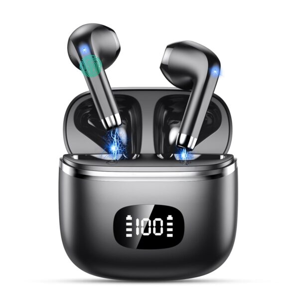 Wireless Earbuds - Bluetooth 5.3 Headphones with 4 ENC Noise Cancelling Mics - HiFi Stereo Deep Bass - 40 Hour Playtime In Ear Earphones - USB C Charging - Perfect for Sports,...