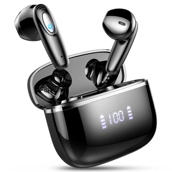 Wireless Earbuds Bluetooth 5.3 Wireless Headphone with 14.2mm Drivers Stereo, 4 ENC Noise Cancelling Mic Bluetooth Earphone, 40Hrs Mini Ear Buds, USB-C/Clear Call/Touch...