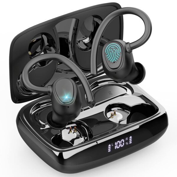 Wireless Earbuds, Wireless Headphones Running Bluetooth 5.3 Headphones with Mic, Wireless Earphones IP7 Waterproof Ear Hooks, Noise Cancelling Earbuds Stereo Sound, 48H, USB-C,...