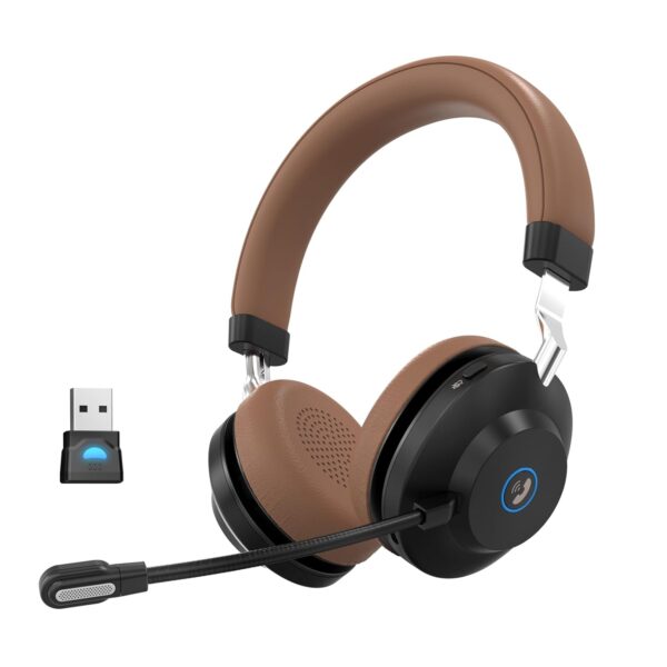 Wireless Headset, Bluetooth Headset with Microphone, AI Noise Canceling Mic & USB Dongle, 45Hrs Talktime Wireless Headphones with Mic Mute for Office/PC/Laptop/Call...