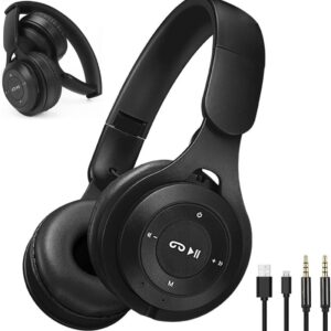 Wireless Over Ear Bluetooth Headphones - Foldable Hi-Fi Stereo Wireless Headset with Deep Bass & Built-in Mic - Wired Mode for Phone PC Travel Office