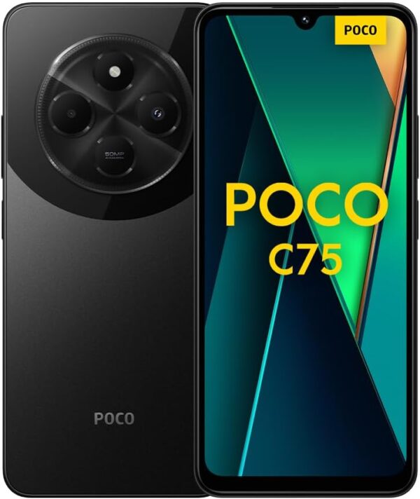 Xiaomi POCO C75 4G Black-Smartphone 8+256GB, 2.0GHz, Immersive 6.88" display, Massive 5160mAh battery, Clear 50MP AI dual camera, Powerful octa-core processor (UK Version + 2...