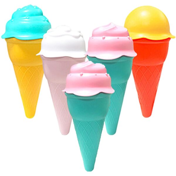 Xoeryoy 10PCS/Set Beach Toys, Random Color Safe Cute Plastic Ice Cream Sand Toys, Reusable Fun Ice Cream Molds for Kids Gifts