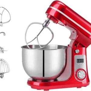 XoTiq Stand Mixer, Large Electric Whisk, 6L Food Mixers for Baking, Splash Guard, 1200W Tilt-Head Food Mixer, Electric Kitchen Mixer with Bowl, Dough Hook, Wire Whip & Beater